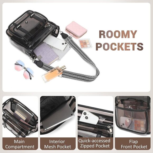 Clear PVC Crossbody Bag Women Stadium Concert Waterproof Organizer - Picture 4 of 9